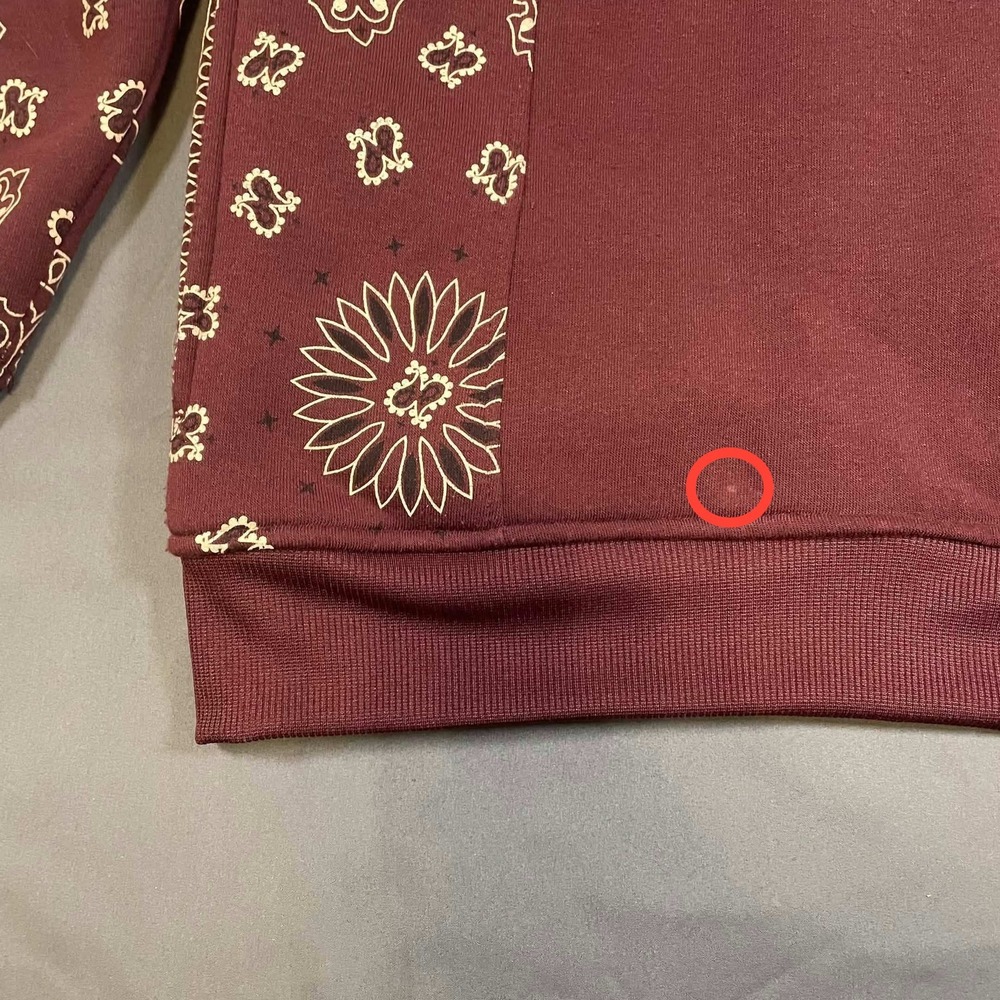 Dogg Supply by Snoop Dogg Mens Large Burgundy Bandana Paisley Patchwork Hoodie - Picture 6 of 12